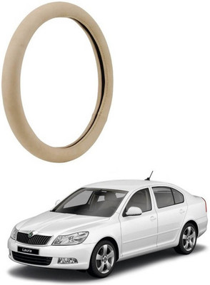 RKPSP Hand Stiched Steering Cover For Universal For Car Laura(Beige, Leatherite)