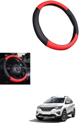 MATIES Steering Cover For Renault Universal For Car(Red/Black, Leather)