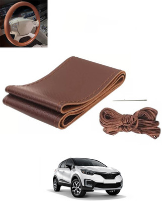 RKPSP Hand Stiched Steering Cover For Chevrolet Captiva(Brown, Leatherite)