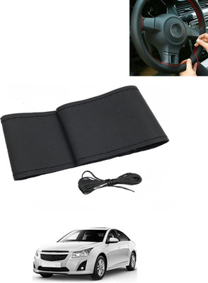 MATIES Hand Stiched Steering Cover For Chevrolet Cruze(Black, Leatherite)