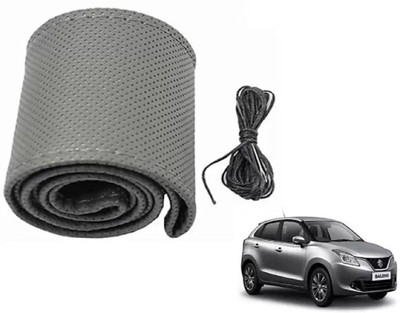 S MANGLAM Hand Stiched Steering Cover For Tata Swift Dzire, TUV 300, Verna, Vitara, WagonR, Xcent, i10 Active, i20, Baleno(Grey, Leatherite)