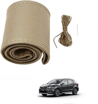 Arnejaa Hand Stiched Steering Cover For Maruti S-Cross(Grey, Leather)