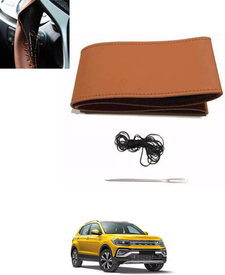 MSNP Hand Stiched Steering Cover For Volkswagen Universal For Car(Tan, Leatherite)