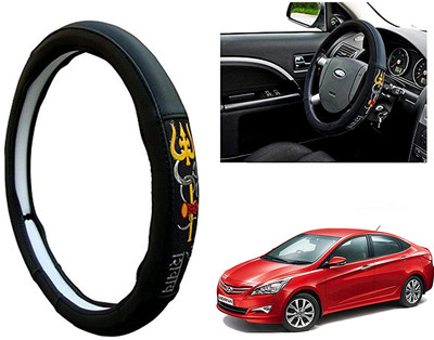 GS Grow n Shine Hand Stiched Steering Cover For Hyundai Fluidic Verna(Black, Leatherite)