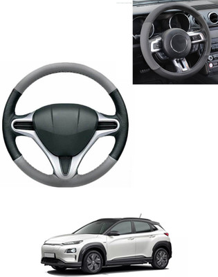 AYW Steering Cover For Hyundai Universal For Car(Grey/Black, Leatherite)