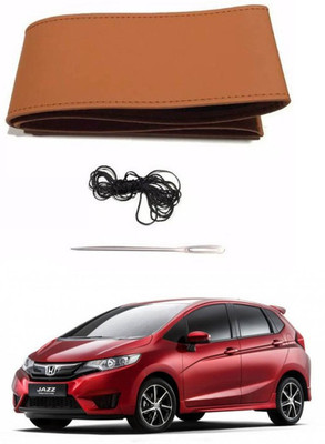 RKPSP Hand Stiched Steering Cover For Universal For Car Universal For Car(Tan, Leatherite)