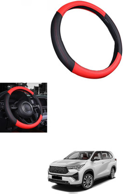 MATIES Steering Cover For Toyota Universal For Car(Red/Black, Leather)