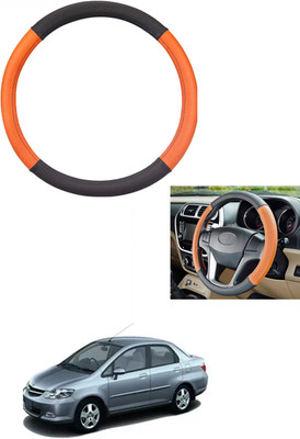 MATIES Steering Cover For Honda Universal For Car(Tan/Black, Leather)