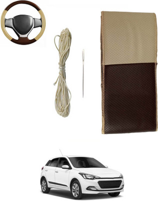 monolive Hand Stiched Steering Cover For Hyundai Elite i20(Brown/Beige, Leatherite)