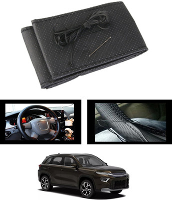 ABJD Hand Stiched Steering Cover For Mahindra Universal For Car(Black, Leatherite)