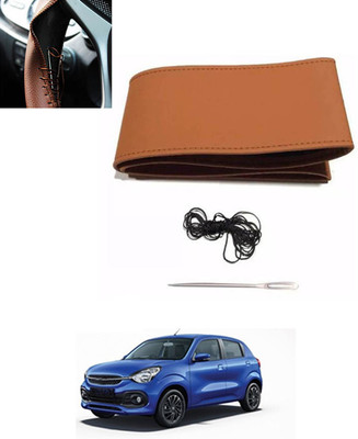 ABJD Hand Stiched Steering Cover For Suzuki Celerio(Tan, Leatherite)