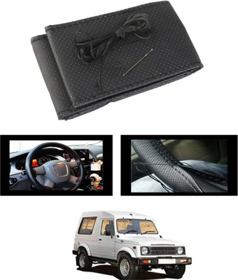 MATIES Hand Stiched Steering Cover For Universal For Car Gypsy(Black, Leatherite)
