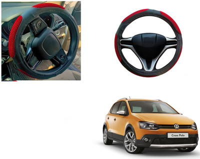 Automotive Prist Steering Cover For Volkswagen Polo Exquisite(Black & Red, Leatherite)