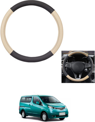 MATIES Steering Cover For Nissan Evalia(Beige/Black, Leather)