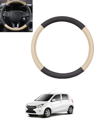 ABJD Steering Cover For Suzuki Celerio(Beige, Black, Leatherite)