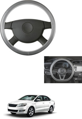 MATIES Steering Cover For Skoda Rapid(Grey, Leather)