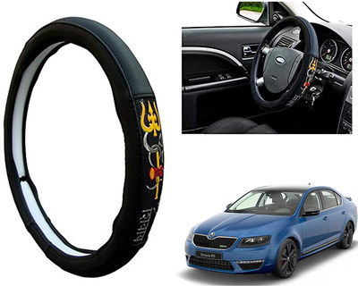 GS Grow n Shine Hand Stiched Steering Cover For Skoda Octavia(Black, Leatherite)
