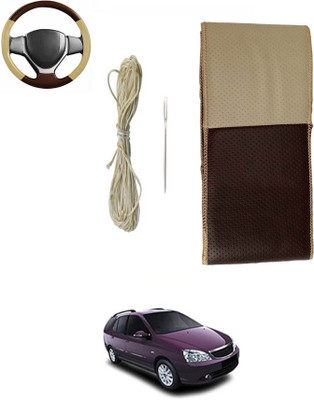 monolive Hand Stiched Steering Cover For Tata Indigo Marina(Brown/Beige, Leatherite)