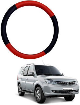 RKPSP Hand Stiched Steering Cover For Universal For Car Safari Storme(Red/Black, Leatherite)
