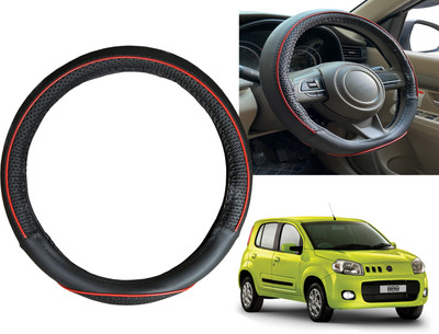 PEEPS STORE Steering Cover For Fiat Uno(Black, Red, Leatherite)
