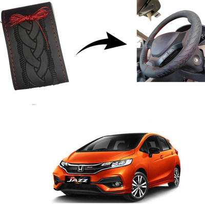 Autoinnovation Hand Stiched Steering Cover For Honda Jazz(Black, Leather)