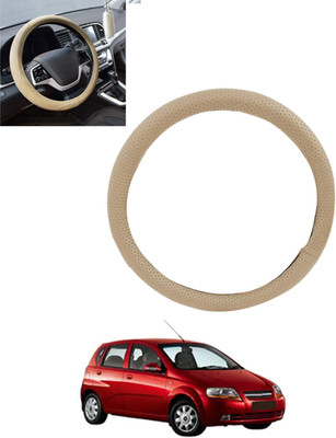 monolive Hand Stiched Steering Cover For Chevrolet Aveo UVA(Beige, Leatherite)