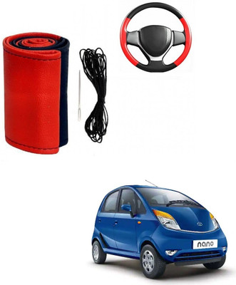 ARNEJA Hand Stiched Steering Cover For Tata Nano(Red, Black, Leather)