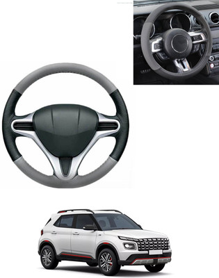 AYW Steering Cover For Hyundai Universal For Car(Grey/Black, Leatherite)