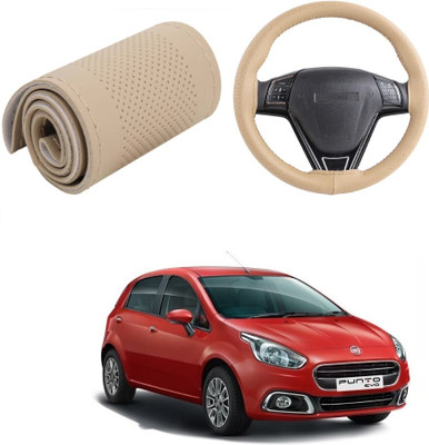 Autocom Hand Stiched Steering Cover For Fiat Punto(Beige, Leather)