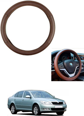 MATIES Steering Cover For Skoda Laura(Brown, Leather)