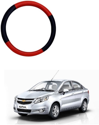 SPREADX Steering Cover For Chevrolet Sail(Red, Black, Leatherite)