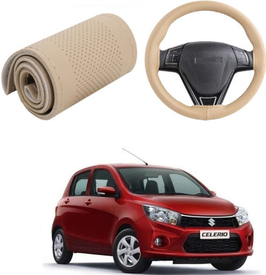 Arnejas Hand Stiched Steering Cover For Maruti Celerio(Beige, Leather)