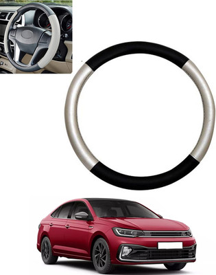 MSNP Steering Cover For Volkswagen Universal For Car(Silver,Black, Leatherite)