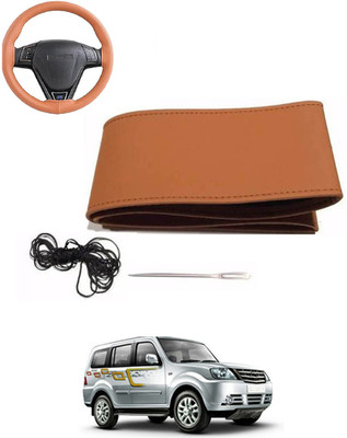 MATIES Hand Stiched Steering Cover For Tata Sumo Grande(Tan, Leatherite)