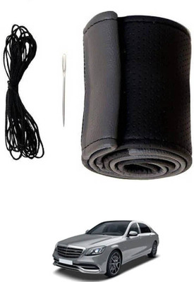 MSNP Hand Stiched Steering Cover For Mercedes Benz Universal For Car(Grey Black, Leatherite)