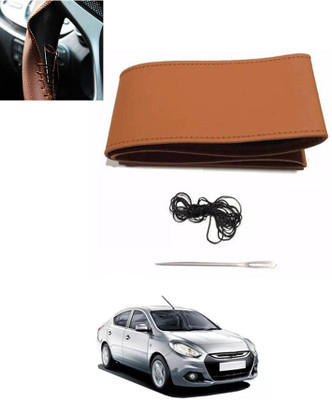 MATIES Hand Stiched Steering Cover For Renault Scala(Tan, Leatherite)
