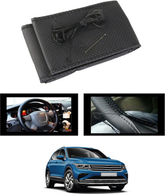 MATIES Hand Stiched Steering Cover For Volkswagen Touareg(Black, Leatherite)