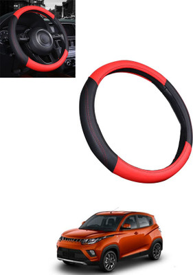 MATIES Steering Cover For Mahindra Universal For Car(Red/Black, Leatherite)
