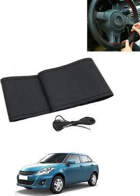 MATIES Hand Stiched Steering Cover For Universal For Car Swift Dzire(Black, Leatherite)