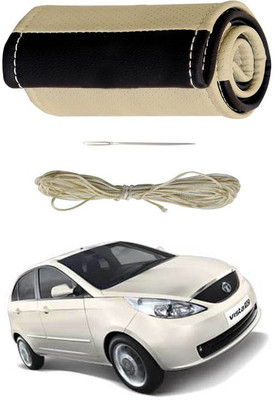 RKPSP Hand Stiched Steering Cover For Universal For Car Indica(Beige/Brown, Leatherite)