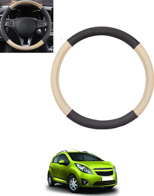 monolive Hand Stiched Steering Cover For Chevrolet Beat(Beige, Black, Leatherite)