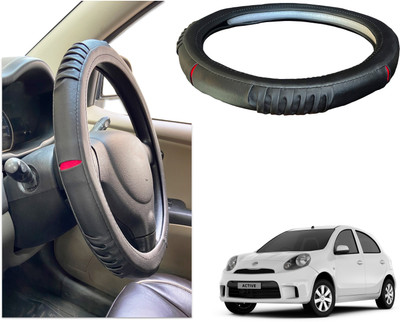 PEEPS STORE Steering Cover For Nissan Micra Active(Black, Red, Leatherite)