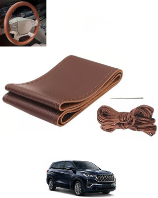 monolive Hand Stiched Steering Cover For Universal For Car Innova(Brown, Leatherite)
