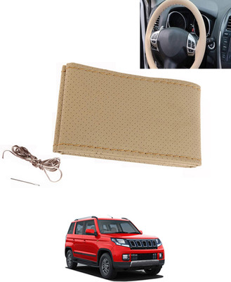 MATIES Hand Stiched Steering Cover For Mahindra TUV 300(Beige, Leatherite)