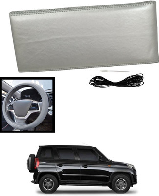 MATIES Hand Stiched Steering Cover For Mahindra Universal For Car(Silver, Leatherite)