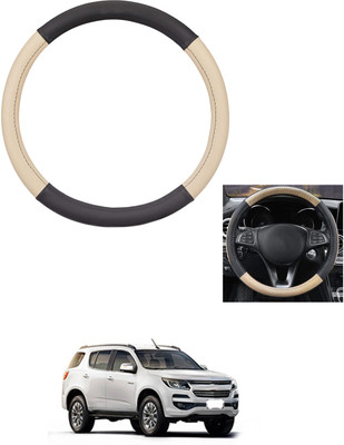MATIES Steering Cover For Chevrolet Trailblazer(Beige/Black, Leather)