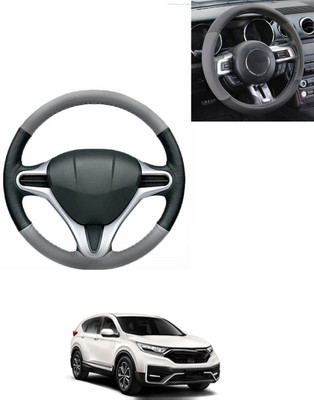 AYW Steering Cover For Honda Universal For Car(Grey/Black, Leatherite)
