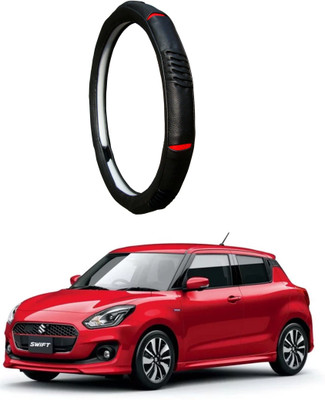AUTO PEARL Steering Cover For Maruti New Swift(Black Red, Leatherite)