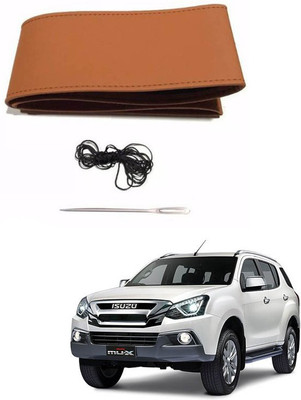 RKPSP Hand Stiched Steering Cover For Universal For Car Universal For Car(Tan, Leatherite)