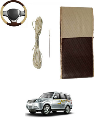 MSNP Hand Stiched Steering Cover For Hyundai Universal For Car(Beige, Brown, Leatherite)